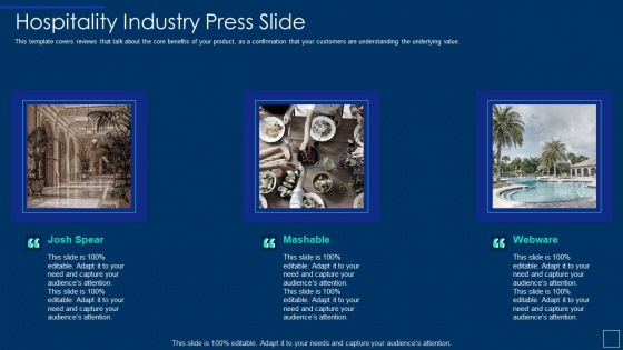 Hospitality Industry Press Slide Ppt Gallery Layout PDF