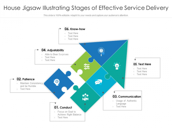 House Jigsaw Illustrating Stages Of Effective Service Delivery Ppt PowerPoint Presentation Slides PDF