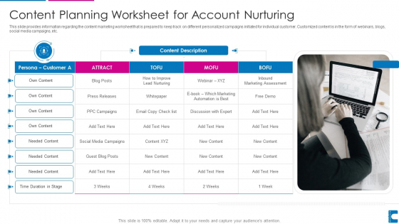 How To Administer Accounts To Increase Sales Revenue Content Planning Worksheet For Account Designs PDF