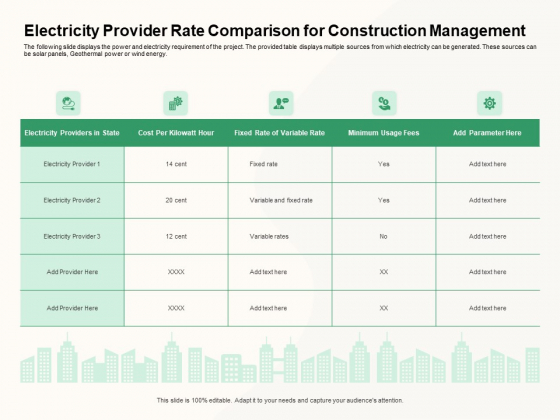 How To Effectively Manage A Construction Project Electricity Provider Rate Comparison For Management Designs PDF How To Effectively Manage A Construction Project Electricity Provider Rate Comparison For Management Designs PDF