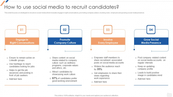 How To Use Social Media To Recruit Candidates Enhancing Social Media Recruitment Process Ideas PDF