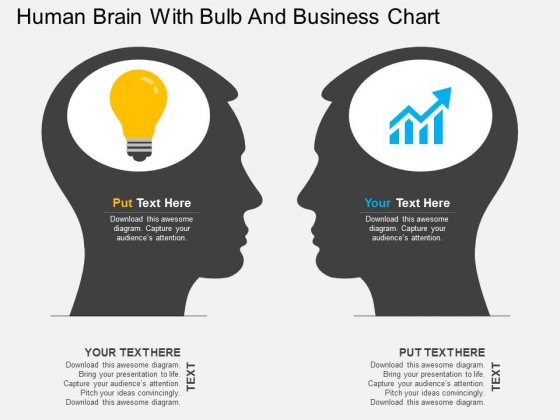Human Brain With Bulb And Business Chart Powerpoint Template Human Brain With Bulb And Business Chart Powerpoint Template
