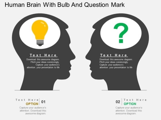 Human Brain With Bulb And Question Mark Powerpoint Template Human Brain With Bulb And Question Mark Powerpoint Template