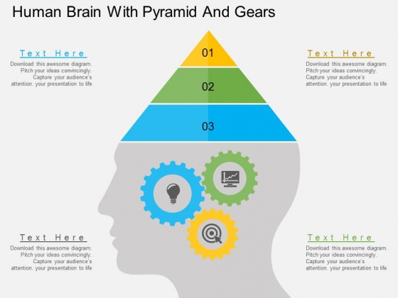 Human Brain With Pyramid And Gears Powerpoint Templates Human Brain With Pyramid And Gears Powerpoint Templates