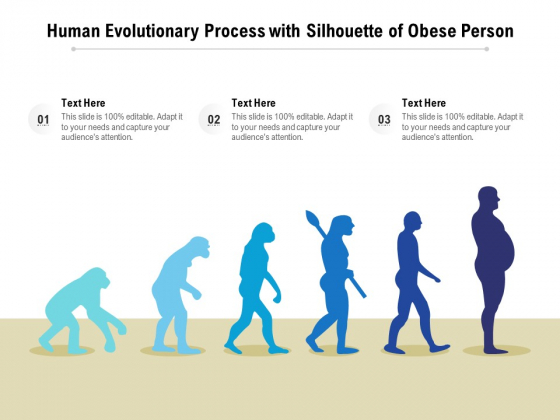 Human Evolutionary Process With Silhouette Of Obese Person Ppt PowerPoint Presentation Ideas Graphics Tutorials PDF