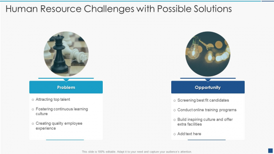 Human Resource Challenges With Possible Solutions Icons PDF Human Resource Challenges With Possible Solutions Icons PDF