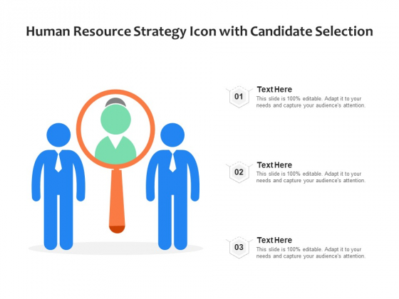 Human Resource Strategy Icon With Candidate Selection Ppt PowerPoint Presentation Model Graphics PDF