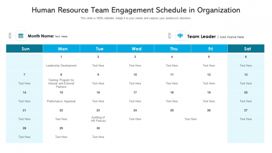 Human Resource Team Engagement Schedule In Organization Ppt PowerPoint Presentation Icon Infographics PDF Human Resource Team Engagement Schedule In Organization Ppt PowerPoint Presentation Icon Infographics PDF