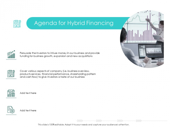 Hybrid Investment Pitch Deck Agenda For Hybrid Financing Portrait PDF Hybrid Investment Pitch Deck Agenda For Hybrid Financing Portrait PDF
