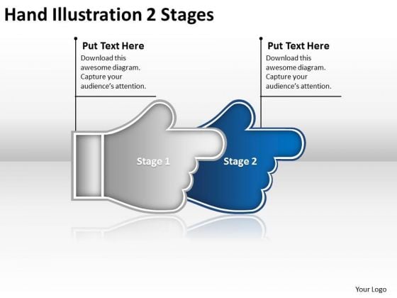 Hand Illustration 2 Stages Flow Charting PowerPoint Slides Hand Illustration 2 Stages Flow Charting PowerPoint Slides