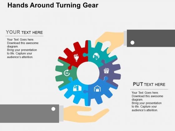 Hands Around Turning Gear PowerPoint Template Hands Around Turning Gear PowerPoint Template