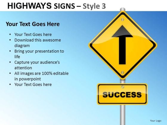 Healthy Highway Signs 3 PowerPoint Slides And Ppt Diagram Templates