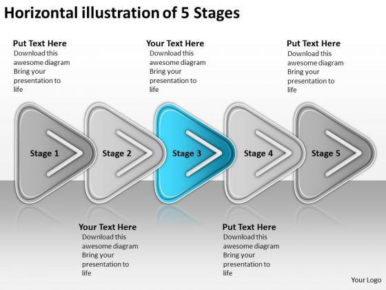 Horizontal Illustration Of 5 Stages Business Order Process Flow Chart PowerPoint Slides