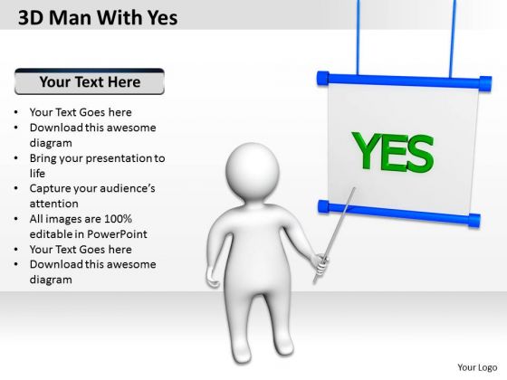 How To Draw Business Process Diagram 3d Man With Yes PowerPoint Slides How To Draw Business Process Diagram 3d Man With Yes PowerPoint Slides