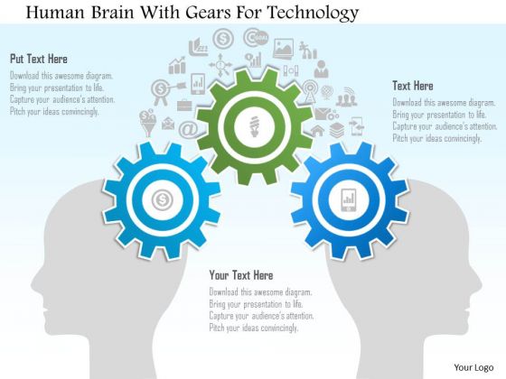 Human Brain With Gears For Technology PowerPoint Template Human Brain With Gears For Technology PowerPoint Template