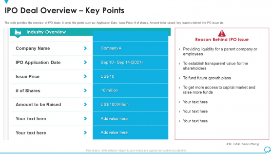 IPO Deal Overview Key Points Deal Pitchbook IPO Sample PDF IPO Deal Overview Key Points Deal Pitchbook IPO Sample PDF