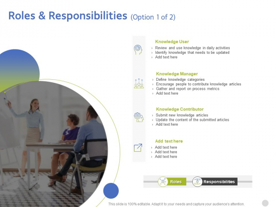 ITIL Knowledge Management Roles And Responsibilities Contributor Ppt Infographics Brochure PDF