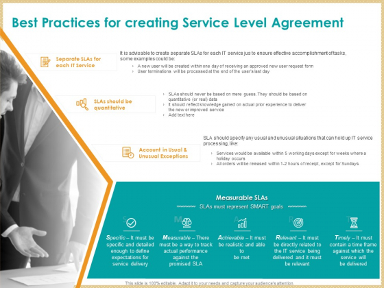 ITIL Service Quality Agreement Best Practices For Creating Service Level Agreement Ppt Pictures Deck PDF