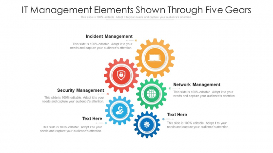 IT Management Elements Shown Through Five Gears Ppt PowerPoint Presentation File Portfolio PDF