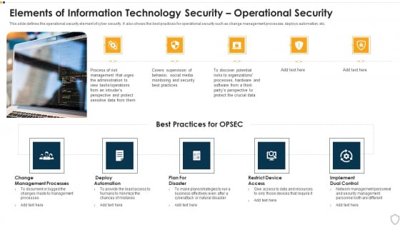 IT Security Elements Of Information Technology Security Operational Security Ppt Professional Format Ideas PDF