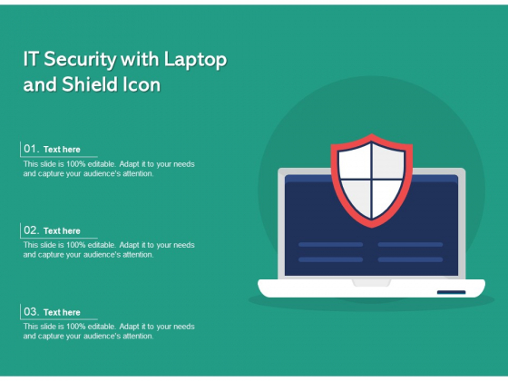IT Security With Laptop And Shield Icon Ppt PowerPoint Presentation File Graphics PDF