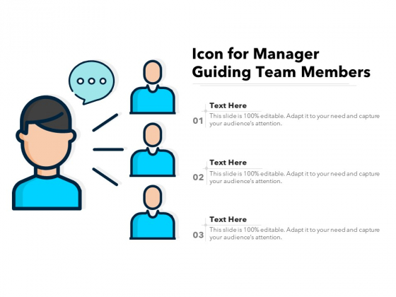 Icon For Manager Guiding Team Members Ppt PowerPoint Presentation Gallery Graphics PDF