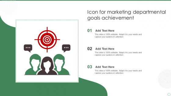 Icon For Marketing Departmental Goals Achievement Ppt File Background Designs PDF
