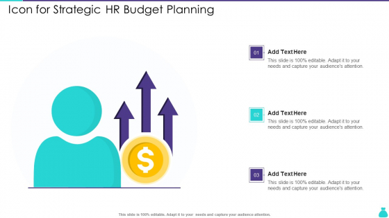 Icon For Strategic HR Budget Planning Ppt PowerPoint Presentation File Example Introduction PDF