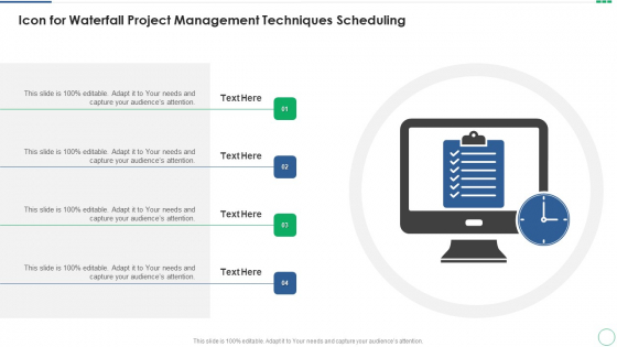 Icon For Waterfall Project Management Techniques Scheduling Guidelines PDF