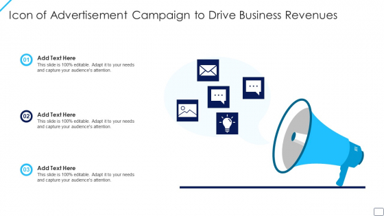 Icon Of Advertisement Campaign To Drive Business Revenues Sample PDF