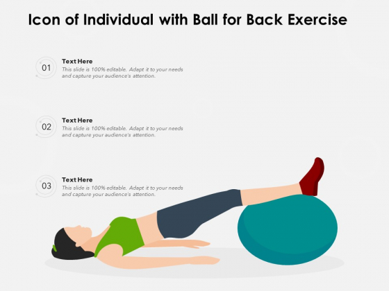 Icon Of Individual With Ball For Back Exercise Ppt PowerPoint Presentation File Outline PDF