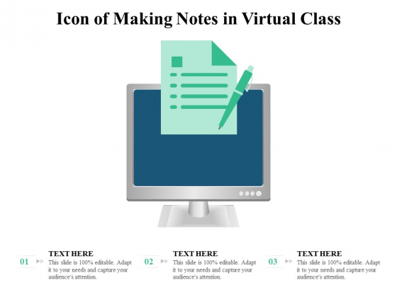 Icon Of Making Notes In Virtual Class Ppt PowerPoint Presentation Gallery Introduction PDF Icon Of Making Notes In Virtual Class Ppt PowerPoint Presentation Gallery Introduction PDF