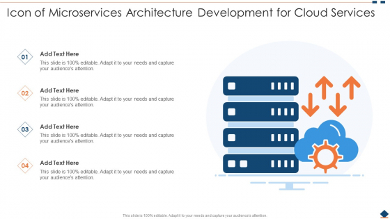 Icon Of Microservices Architecture Development For Cloud Services Ppt PowerPoint Presentation Gallery Model PDF