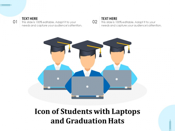 Icon Of Students With Laptops And Graduation Hats Ppt PowerPoint Presentation Ideas Aids PDF Icon Of Students With Laptops And Graduation Hats Ppt PowerPoint Presentation Ideas Aids PDF