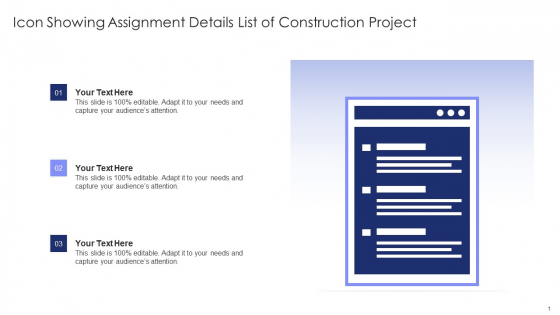Icon Showing Assignment Details List Of Construction Project Rules PDF