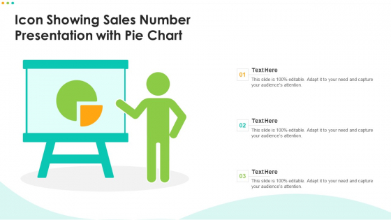 Icon Showing Sales Number Presentation With Pie Chart Diagrams PDF