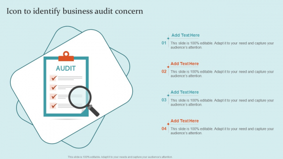 Icon To Identify Business Audit Concern Ppt PowerPoint Presentation Gallery Model PDF