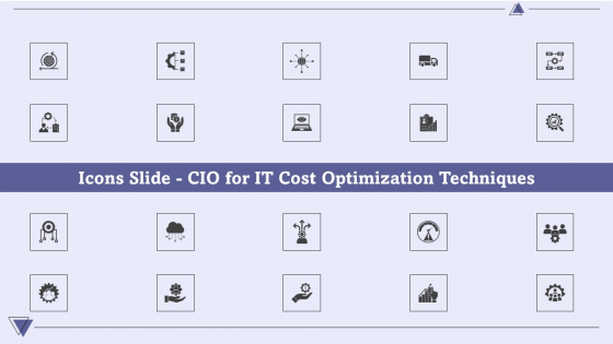 Icons Slide Cio For IT Cost Optimization Techniques Brochure PDF
