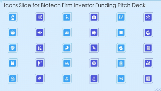 Icons Slide For Biotech Firm Investor Funding Pitch Deck Guidelines PDF Icons Slide For Biotech Firm Investor Funding Pitch Deck Guidelines PDF