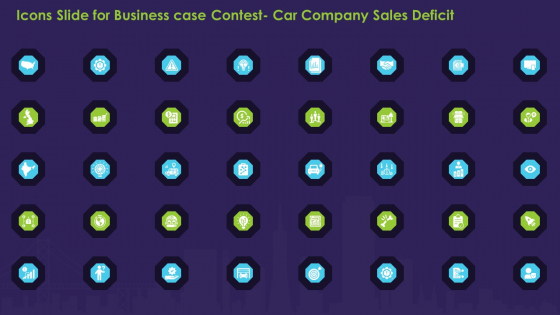 Icons Slide For Business Case Contest Car Company Sales Deficit Designs PDF