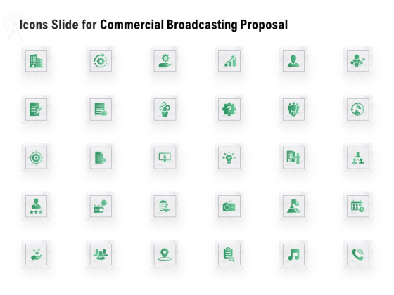 Icons Slide For Commercial Broadcasting Proposal Background PDF Icons Slide For Commercial Broadcasting Proposal Background PDF