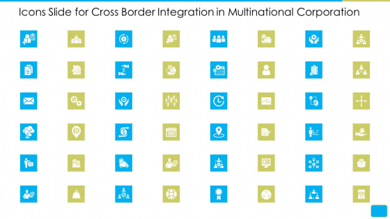 Icons Slide For Cross Border Integration In Multinational Corporation Brochure PDF