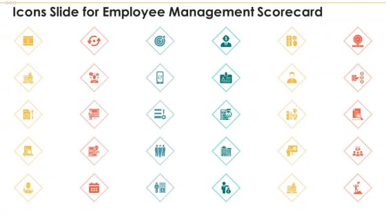Icons Slide For Employee Management Scorecard Formats PDF Icons Slide For Employee Management Scorecard Formats PDF