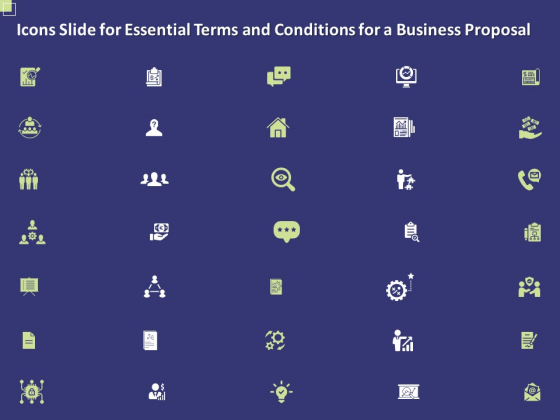 Icons Slide For Essential Terms And Conditions For A Business Proposal Ppt PowerPoint Presentation Gallery Vector PDF Icons Slide For Essential Terms And Conditions For A Business Proposal Ppt PowerPoint Presentation Gallery Vector PDF