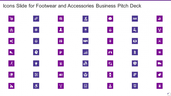 Icons Slide For Footwear And Accessories Business Pitch Deck Summary PDF Icons Slide For Footwear And Accessories Business Pitch Deck Summary PDF