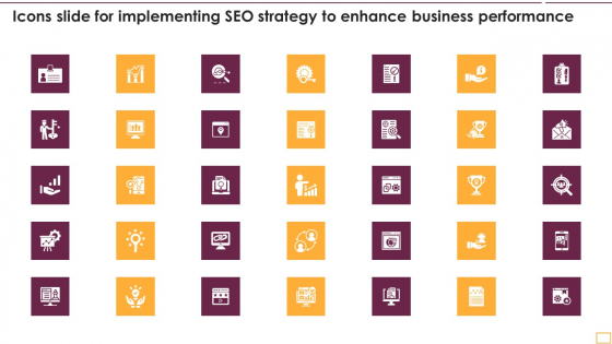 Icons Slide For Implementing SEO Strategy To Enhance Business Performance Inspiration PDF