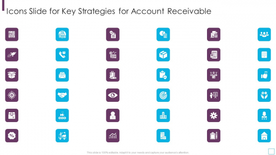 Icons Slide For Key Strategies For Account Receivable Icons PDF