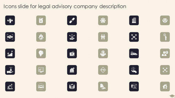 Icons Slide For Legal Advisory Company Description Themes PDF Icons Slide For Legal Advisory Company Description Themes PDF