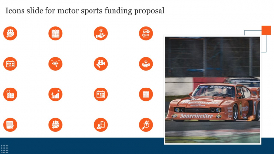 Icons Slide For Motor Sports Funding Proposal Inspiration PDF