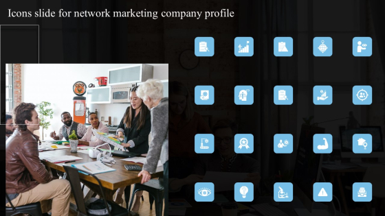 Icons Slide For Network Marketing Company Profile Background PDF